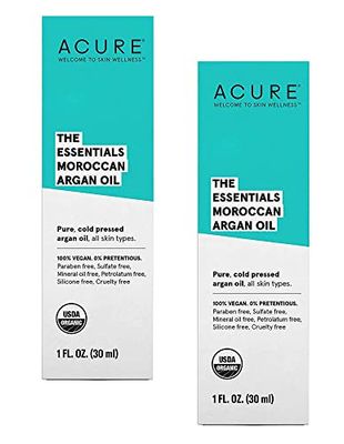 Acure Organics - The Essentials Moroccan Argan Oil, Organic Facial Oil for Dry, Sensitive Skin - 1 oz (2 Pack)