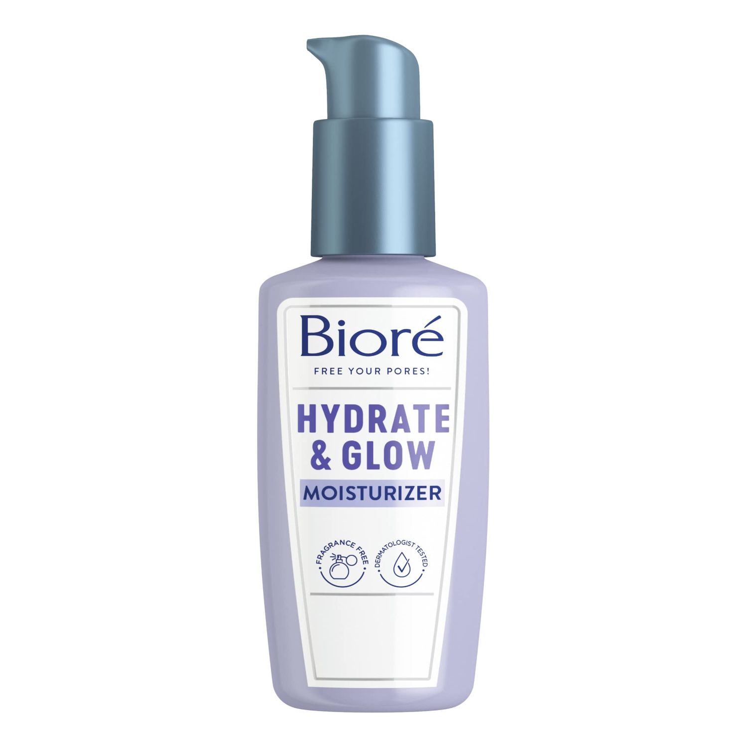 Biore Hydrate &amp; Glow Facial Moisturizer for Dry Skin, Sensitive Skin, Infused with Coconut Water, Prebiotics and Avocado Oil, Dermatologist Tested, Fragrance Free,3.4 Oz