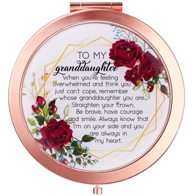 Granddaughter Gifts from Grandma and Grandpa, to My Granddaughter Rose Gold Compact Mirror, Granddaughter Birthday Gifts, Inspirational Gifts for Granddaughter Christmas Graduation