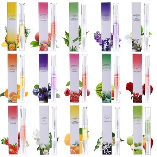 ailixinda 15 PCS Cuticle Oil Pens for Nails,Nail Oil Cuticle Pens,Nail Cuticle Oil Pen Repair Pen Nail Nourishment Polish with Vitamins,Cuticle Nail Revitalizer Oil Pen with Soft Brush