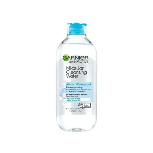 Garnier Micellar Water For Waterproof Makeup, Hydrating Facial Cleanser &amp; Makeup Remover, Suitable for Sensitive Skin, Vegan, Cruelty Free, 13.5 Fl Oz (400mL), 1 Count