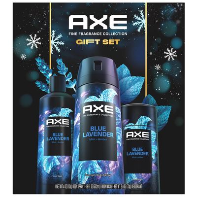 AXE Blue Lavender Body Care Gift Set - Mens Body Wash, Body Spray &amp; Deodorant Set, Mint &amp; Amber (3 Piece Set)