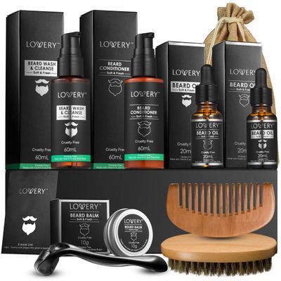 Beard Grooming Kit, Christmas Gifts for Men, Beard Kit Set with Beard Oil, Balm, Wash, Brush, Comb &amp; More, Mens Gifts for Dad Him Boyfriend Husband Man, Stocking Stuffers for Men, Birthday Gifts