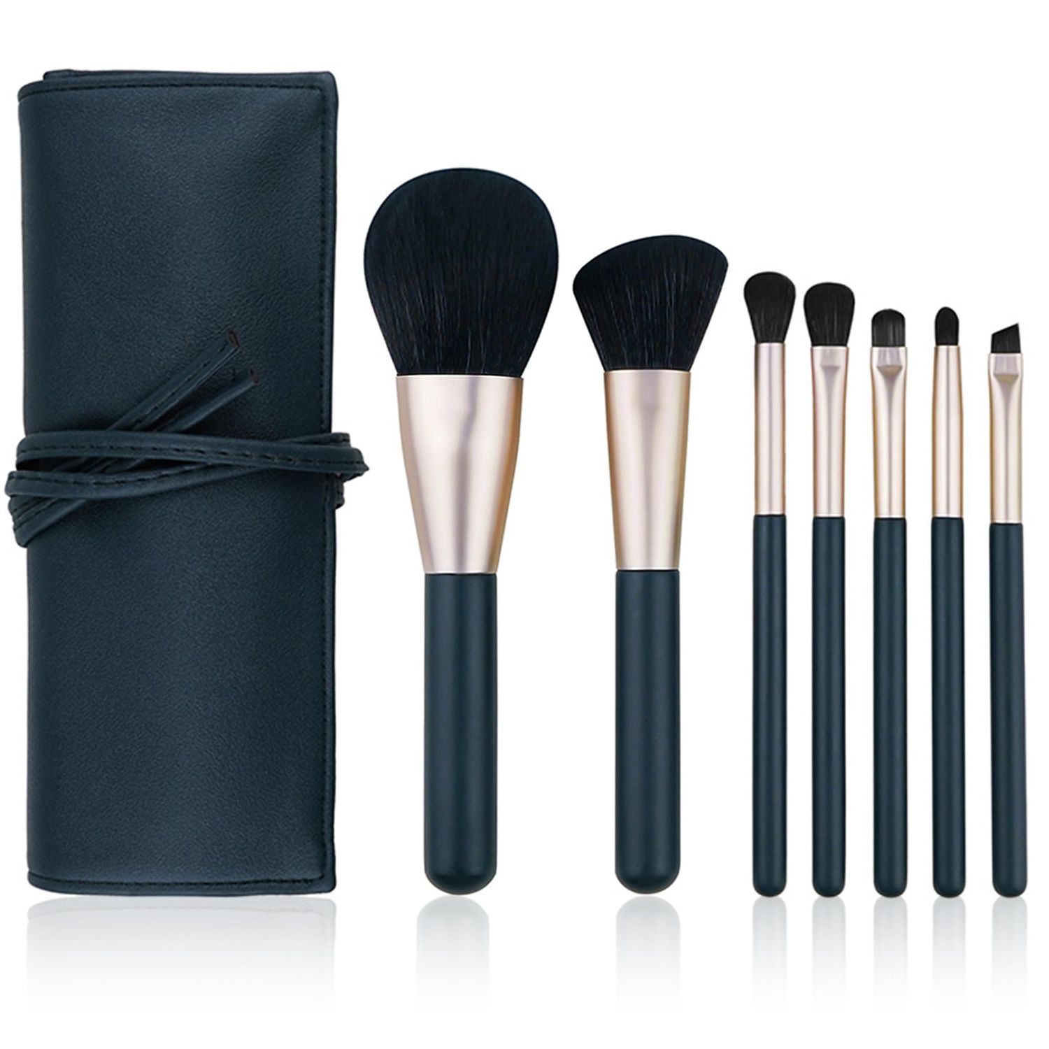 DEFSAP Makeup Brushes Set, Professional Make up Brush Set, Premium Brush Kit tools, Soft Synthetic Hair Makeup Brushes for Face, Cheek, &amp; Eye Makeup, with PU Brush Bag (Dark Green,7 Pcs)