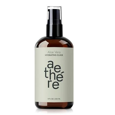 Aethere Aloe Vera Gel for Face, Skin and Hair - Sunburn Relief - Cold Pressed Organic Aloe Vera - Grown and Harvested in Texas - USA - Elixir - 8 Fl Oz
