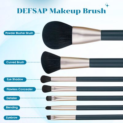 DEFSAP Makeup Brushes Set, Professional Make up Brush Set, Premium Brush Kit tools, Soft Synthetic Hair Makeup Brushes for Face, Cheek, &amp; Eye Makeup, with PU Brush Bag (Dark Green,7 Pcs)