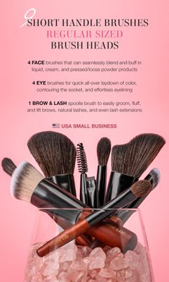 Cosme 9 FLAWLESS FACE MINI Makeup Brush Set: Foundation, Eyeshadow, Blush, Contour, Powder Make Up Brush Set & Case. Synthetic & Natural Hair Makeup Brushes inspo by Japanese Travel Makeup Brushes