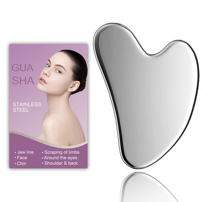 EDCBMB Stainless Steel Gua Sha Facial Tool Metal Silver Guasha for Face Chin Jawline Sculpting Eyes Neck Body Tighten Skin Massage Care Gifts