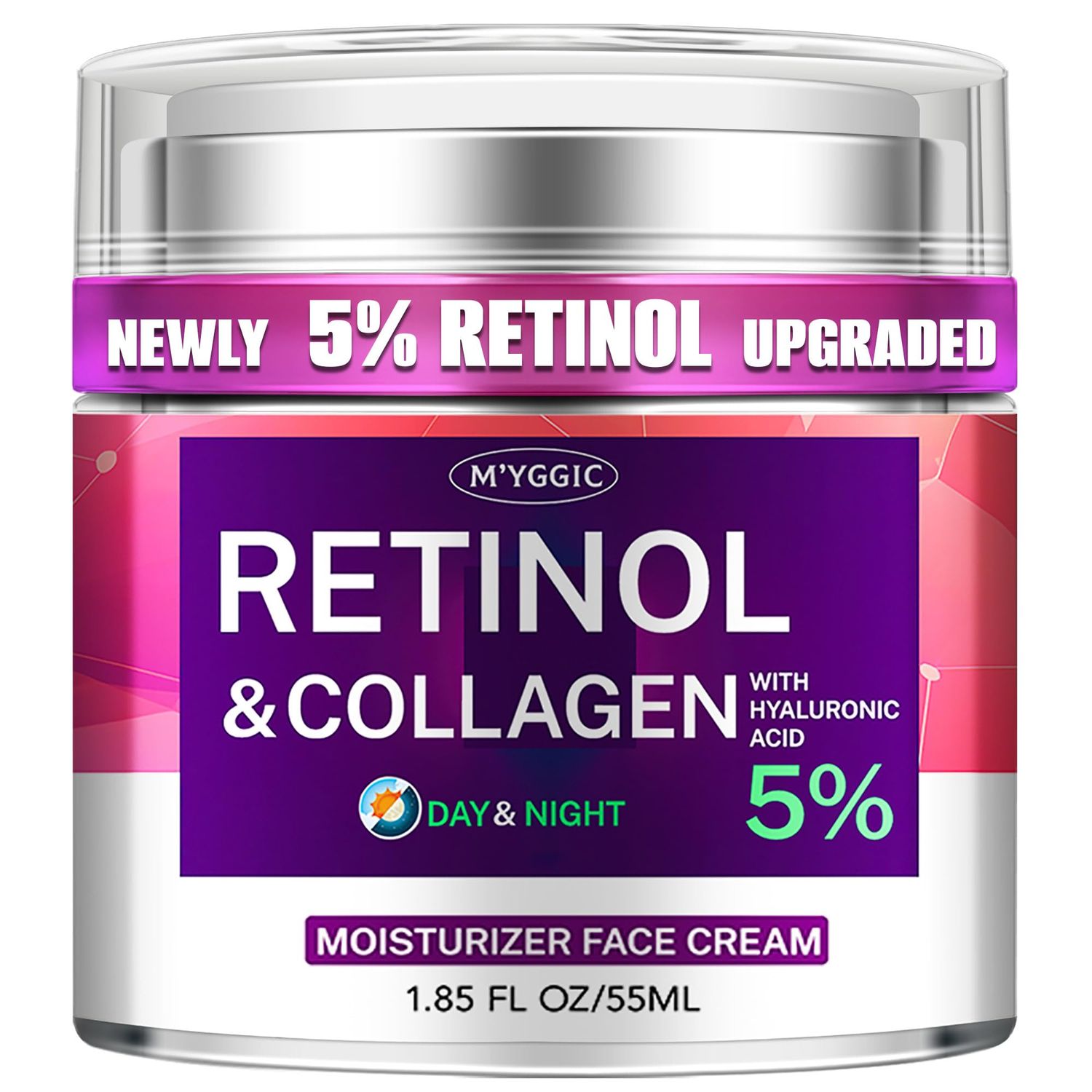 Collagen Moisturizer Retinol Face Cream with Hyaluronic Acid &amp; Arbutin, Day &amp; Night Anti Aging Facial Moisturizing Cream for Face and Neck to Reduce Wrinkles, Women and Men 1.85 Fl Oz