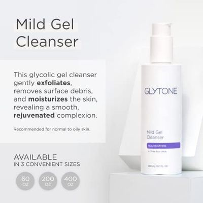 Glytone Mild Gel Cleanser - Exfoliating Face Wash for Normal to Combination Skin - With 4.7% Pure Glycolic Acid - Vegan &amp; Fragrance-Free - 6.7 fl. oz.