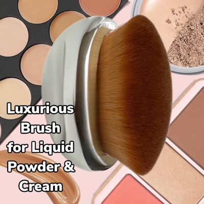 Foundation Brush Palm Makeup SOFT Kabuki Dome Shaped Face Body Shimmer SPF Blush Bronzer Highlighter Blending Self-Tanner Buffing Liquid Powder Cream Streak-Free Cosmetic Application - SILVER