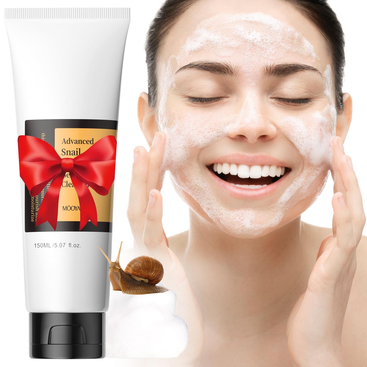 BYOTOUTY Snail Mucin Cleanser, Advanced Snail Mucin Gel Cleanser, Gentle Face Wash for Women and Men,Snail Facial Repairing Cleanser for Deep Cleaning, Ph-Balanced, Moisturizing,5.07 Fl Oz / 150 ML