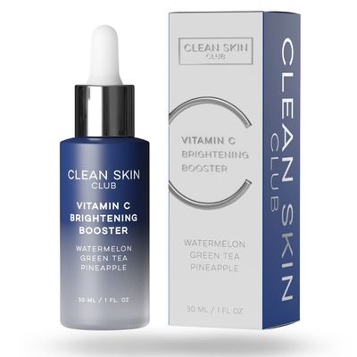 Clean Skin Club Vitamin C Serum &amp; Brightening Booster, Vitamins A, E, D &amp; K, Anti Aging Collagen Clear Facial Care, Glow, Acne, Scars, Sun Damage, Wrinkles, Age, Dark Spot Corrector Recipe