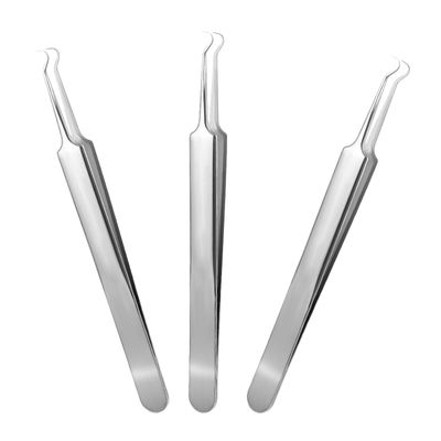 3 Pieces Pimple Extractor Blackhead Tweezers Needle Nose Tweezers Pimple Popper Curved Tweezers Stainless Steel Pimple Tweezers Extractor Tool Pore Tweezers for Skin Whitehead Bend Remover Tools
