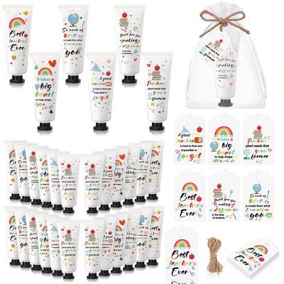 Dimsile 24 Set Valentine&#39;s Day Gifts for Teacher Appreciation Hand Cream Gifts Moisturizing Hand Lotion Thank You Teacher Gifts Travel Size Hand Cream with Cards Organza Bags for Dry Cracked Hands