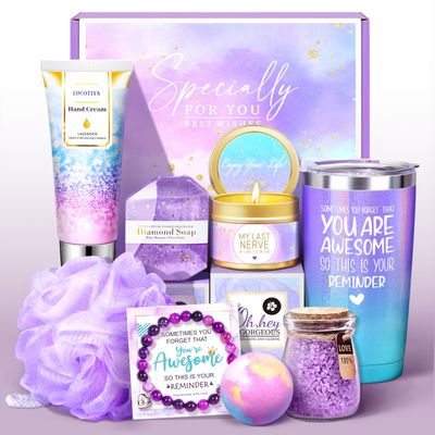 Gifts for Women, Birthday Gifts for Women, Sister, Wife, Teacher, 9pcs Lavender Care Package Gifts Set, Get Well Soon Gifts for Women, Thinking of You Gift ,Christmas Gift Sets for Her