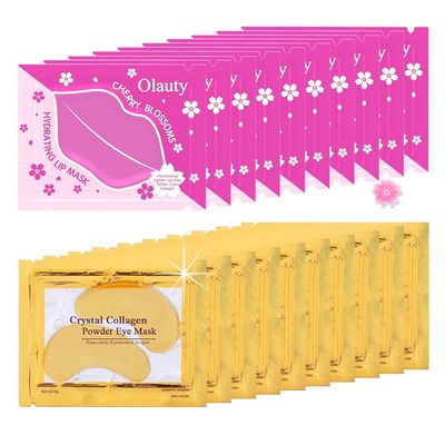 20 Pairs Lip Masks &amp; 24k Gold Eye Masks, Gel Collagen Under Eye Patches for Puffy Eyes, Moisturizing &amp; Reducing Fine Lines Dark Circle Eye Patches for Women Men