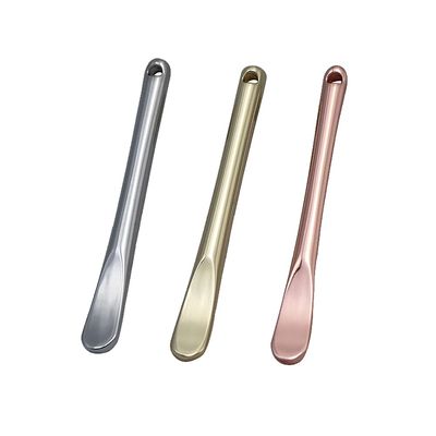 3 Pieces Zinc Alloy Makeup Spatula Eye Cream Spoon Beauty Scoop Mini Spoon Makeup Beauty Spoons Mini Cosmetic Skincare Spatula for Cream Lotions, Cylindrical Handle Type, Golden, Silver, Rose-Gold