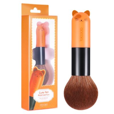 Docolor Blush Powder Brush Premium Synthetic Hairs Makeup Brushes Face Kabuki Foundation Coverage Mineral Bronzer Buffing Tapered Brush, Orange CAT Blush Brush