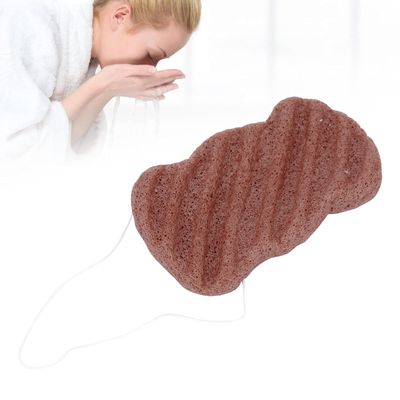 Facial Sponge Cleansing Sponge Sponge Made of Clay Plant Fiber Sponges for unclean Normal Sensitive Skin Peeling Bath Sponge Dry Condition Long-(Red Clay Color)