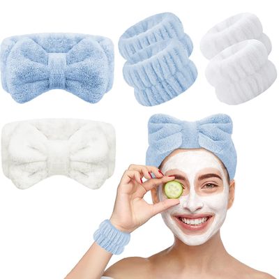 6 PCS Face Wash Headband Wristband Set, Spa Headband Makeup Skincare Headbands Wrist Bands for Washing Face