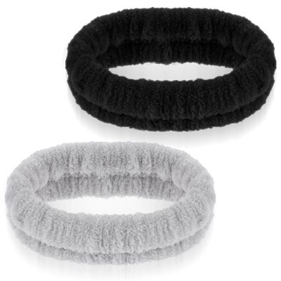 GEEHUA 2Pcs Spa Headband, Head Bands Mens Hair Band Makeup Headband for Washing Face Absorbent Elastic Skin Care Headband Wrap for Women Yoga Sports Shower Exercise