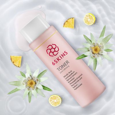 6SKINS Pore Refining Toner - Hydrating Facial Exfoliant with Salicylic Acid (BHA), AHA, Niacinamide & Hyaluronic Acid | Reduces Pores, Wrinkles, Oil & Enhances Glow | 150 ml - 5.07 fl oz