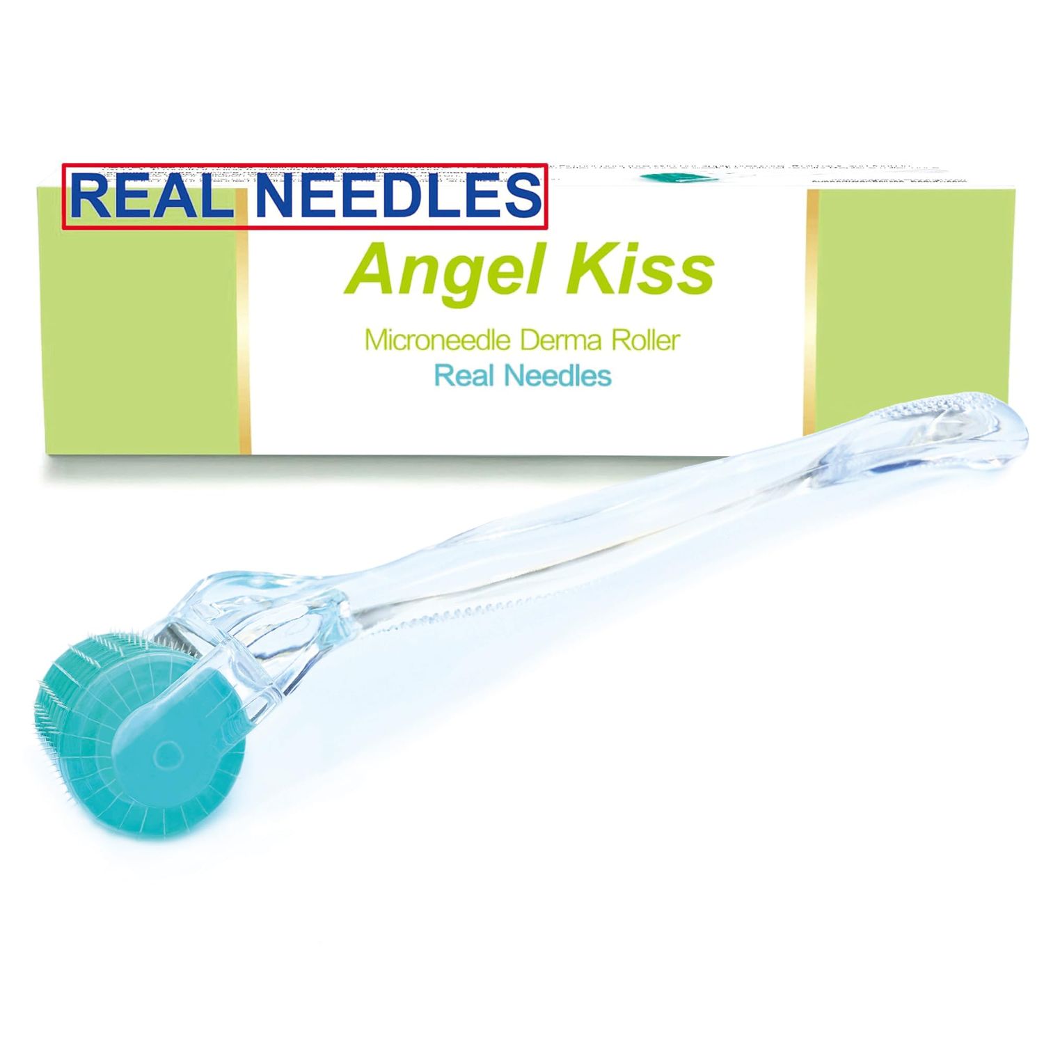 Angel Kiss Derma Roller REAL NEEDLE - 0.3mm Microneedling Roller for Face Body, 192 Individual Stainless Steel Needles, Face Microdermabrasion Roller for Men and Women