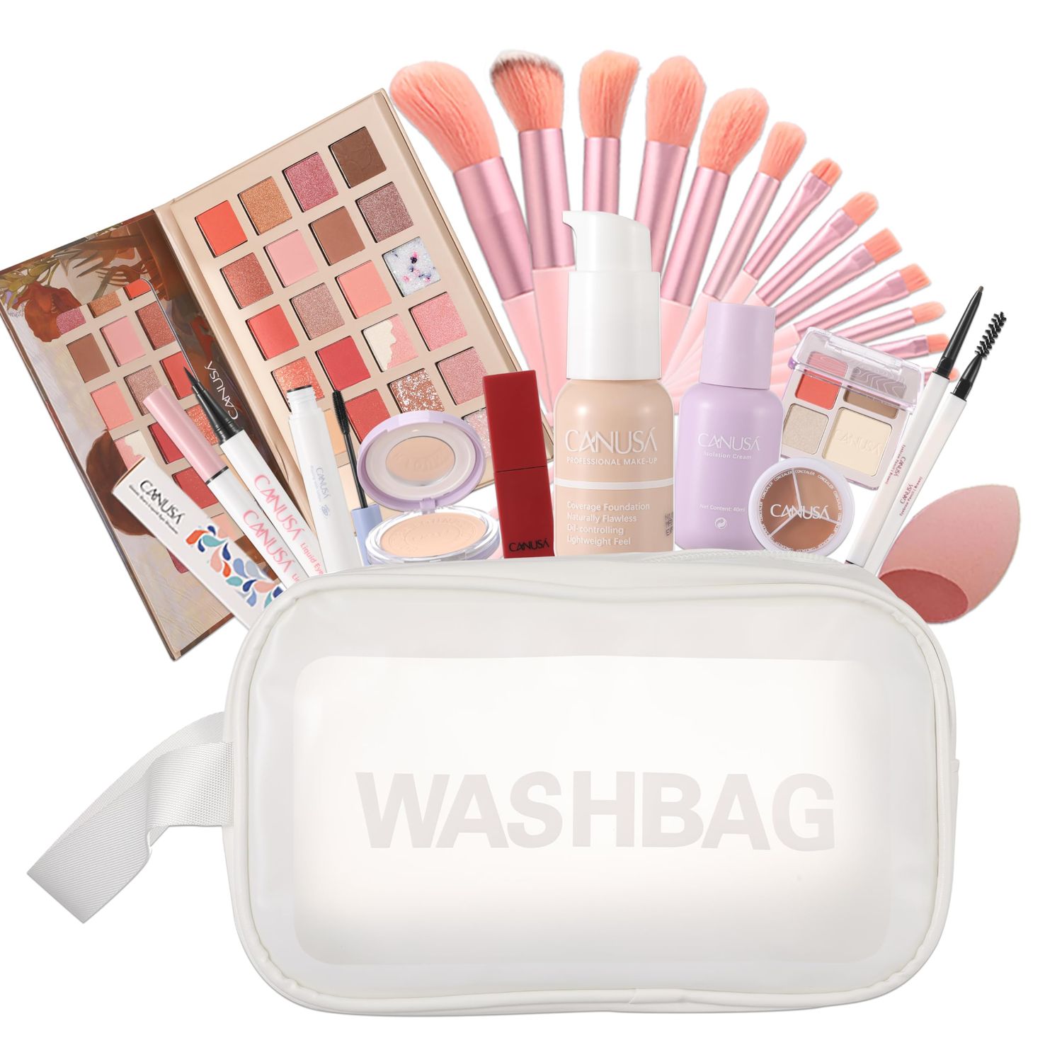26Pc Full Face Makeup Set Gift Surprise for Women Cosmetic Essential Starter Bundle Include 24 Colors Eyeshadow Palette, Lipstick,13-NI-1 glamour-brush set. Pack Flawless (Cream A1, ONE SIZE)