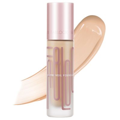 FABLOOX Nutri Veil Foundation - Hydrating and Nourishing Formula with Medium to Full Buildable Coverage Makeup - 80% Essence Luminous Finish - Skincare Makeup Hybrid - Vegan - Warm Vanilla