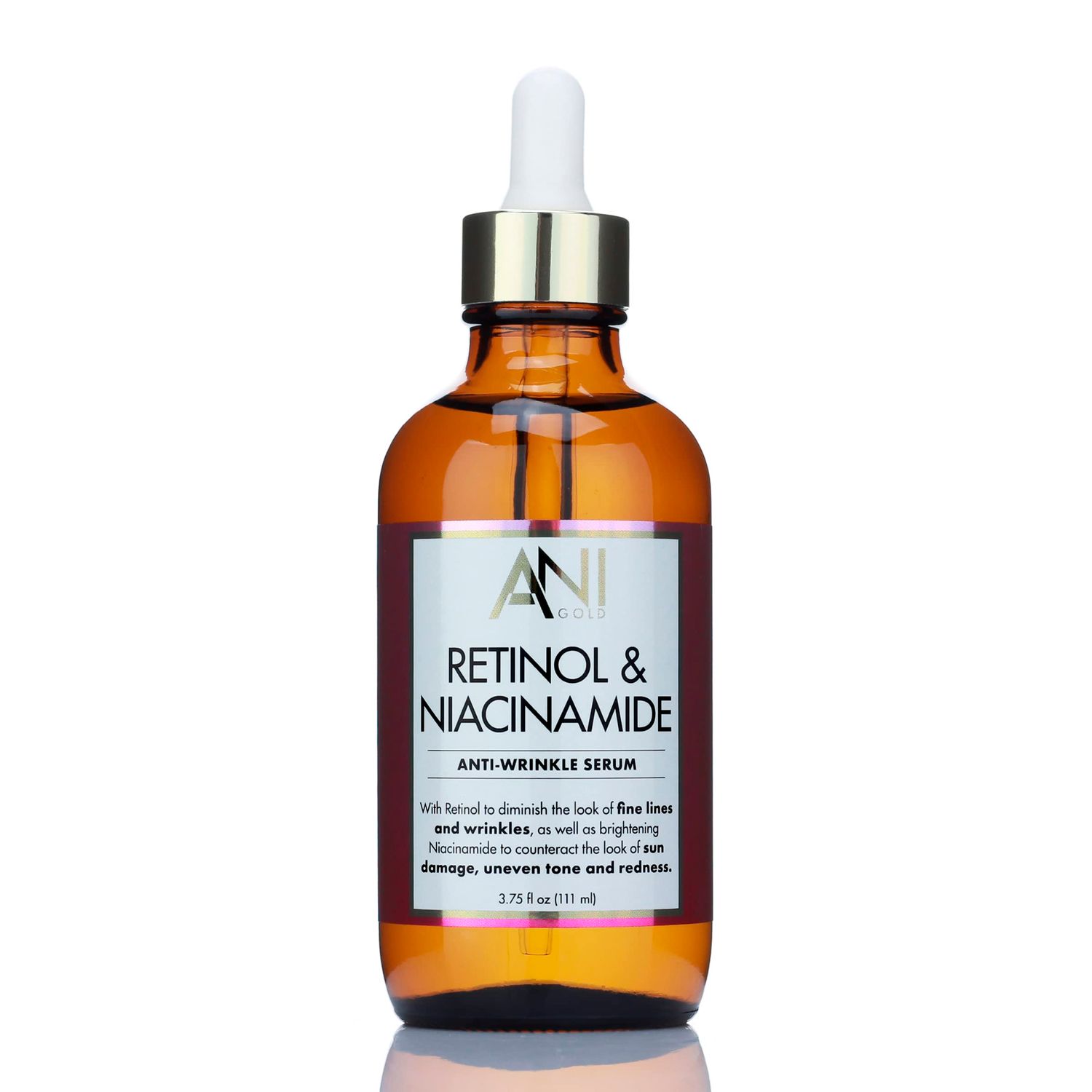 Anigold Retinol + Niacinamide Facial Serum Anti Aging Moisturizer Skin Care Booster For Face, Retinol Skincare Serum Reduces Appearance Of Wrinkles, Age Spots, &amp; Fine Lines, Large 3.75 Fl Oz
