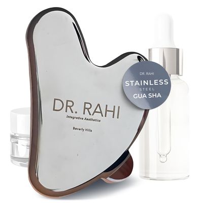 Dr. Rahi Stainless Steel Gua Sha Facial Tools for Face Massage, Gentle Non-Porous Guasha Tool for Face Eyes Neck, Smooth Durable Facial Massager Lymphatic Drainage Skincare Tools for Women and Men