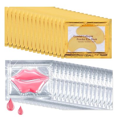 30 Pairs 24K Gold Eye Masks &amp; Lip Masks,Crystal Collagen Eye Patches for Puffy Eyes, Effectively Moisturizing Lip &amp; Eye Skin Care Reducing Fine Lines Dark Circleeye Patches