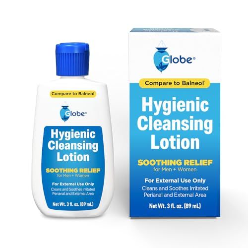 Globe Hygienic Cleansing Lotion for Men and Women, Discomfort, Pain &amp; Itch Relief for Sensitive Areas, Cooling, Non-Irritating &amp; Non-Drying Gentle Personal Care Cleanser, Travel Must Have,3 oz Bottle
