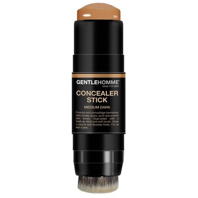 Concealer Stick with Brush for Men - Eraser Dark Circles - Mens Multi-Use Concealer - Dual Sided Full Coverage Concealer Pen with Soft Brush- Buildable Coverage Makeup - All Skin Type - (Medium Dark)