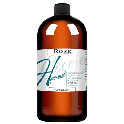 Dr Joe Lab Rose Water Hydrosol, Glycerin, Aloe Vera, Vitamin C &amp; Witch Hazel Mix - Natural, Vegan, Non GMO, Floral, Face, Hair- 32 oz - Hydrating, Cleansing, Toning - Packaging May Vary