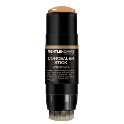Concealer Stick with Brush for Men - Eraser Dark Circles - Mens Multi-Use Concealer - Dual Sided Full Coverage Concealer Pen with Soft Brush- Buildable Coverage Makeup - All Skin Type - (Medium Dark)