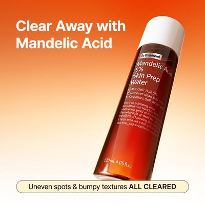 BY WISHTREND Mandelic Acid 5% Skin prep Water, Gentle Skin Renewal, Korean Exfoliator, Aha Bha Toner, for Sensitive Skin, Helping clogged pores, Glow up (4.1 Fl Oz (Pack of 1))