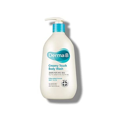 DERMA B Creamy Touch Body Wash, Long-Lasting Mild Moisturizing Cleanser, Intensive Nourishing with Shea Butter, Grape Seed Oil, Panthenol, Relaxing Scented Shower Gel, Kbeauty, 13.5 Fl Oz, 400ml