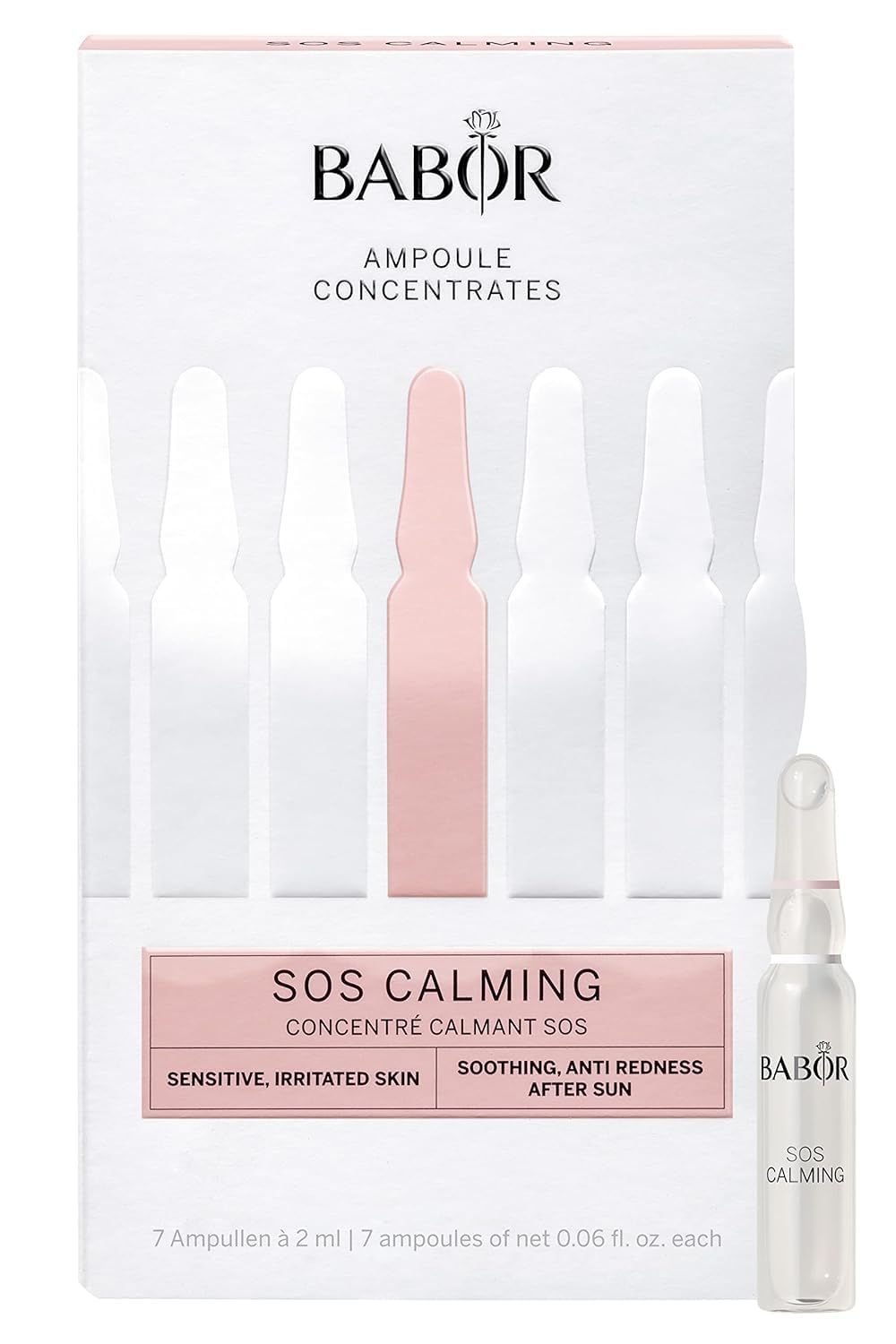 BABOR SOS Calming Ampoule Serum Concentrates, Soothing Serum to Treat Irritated Skin, Reduce Redness and Strengthen Skin Barrier, 7 Day Treatment