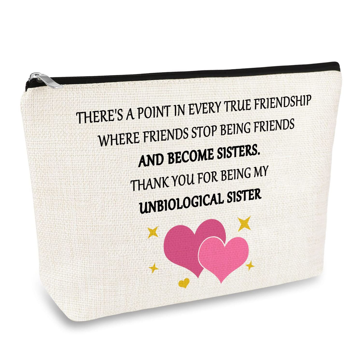 Christmas Best Friend Gift Makeup Bag Friendship Gift for Women Unbiological Sisters Gift Cosmetic Bag Pouch Thanksgiving Birthday Gifts for Best Friend Bestie Soul Sister Gift Travel Toiletry Bag