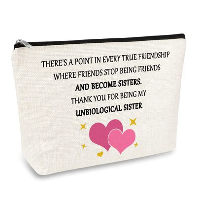 Christmas Best Friend Gift Makeup Bag Friendship Gift for Women Unbiological Sisters Gift Cosmetic Bag Pouch Thanksgiving Birthday Gifts for Best Friend Bestie Soul Sister Gift Travel Toiletry Bag