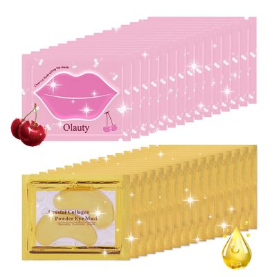 30 Pairs Lip Mask &amp; Eye Mask, 24K Gold Gel Collagen Eye Pads for Puffy Eyes, Effectively Moisturizing the Lip &amp; Eye Skin, Under Eye Patches for Dark Circles, Eye Bags, Wrinkles and Fine Lines
