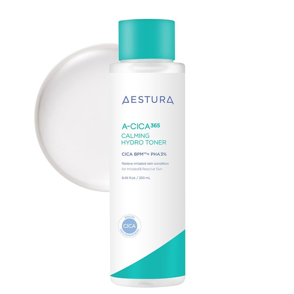 AESTURA A-CICA365 Calming Hydro Toner, Daily Soothing Toner for Sensitive Skin, CICA BPM Complex, PHA 3%, Dead Skin Cell Care, Dermatologist Tested, Korean Skin Care, 8.56 Fl Oz.