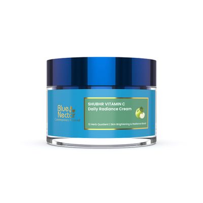 Blue Nectar Plant Based Vitamin C Face Cream for Glowing Skin, Dark Circle Removal Cream with Green Apple and Almond Oil (13 Herbs, 1.7 Oz)