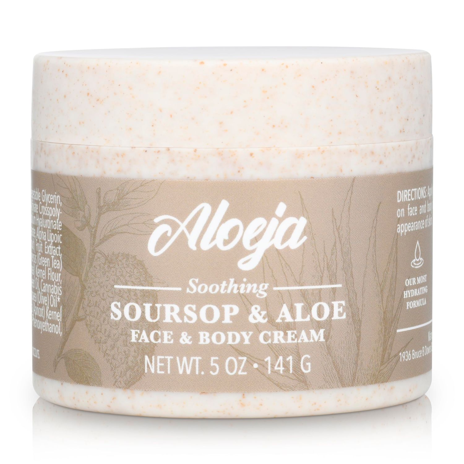 Aloeja Soursop and Aloe Vera Face and Body Moisturizer Cream - Ultra-Nourishing Moisturizing Lotion for Face and Body - Soothing Face and Body Cream for Women and Men - Organic Skin Care