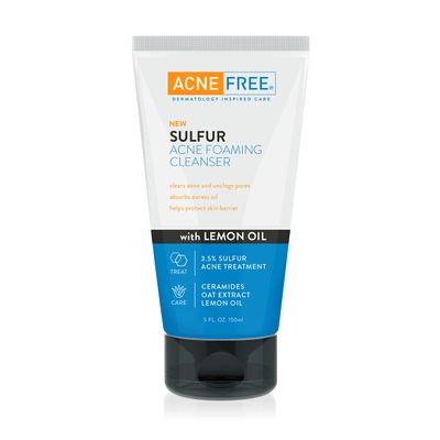 Acne Free Sulfur Acne Foaming Cleanser with Lemon Oil, and Oat Extract, 5 Ounces