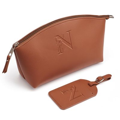 AW BRIDAL Makeup Bags for Women Travel Toiletry Bag with Luggage Tag, Makeup Pouch Cosmetic Pouch Skincare Bag Mother&#39;s Day Gift Wedding Gifts Birthday Gifts for Women, Letter N