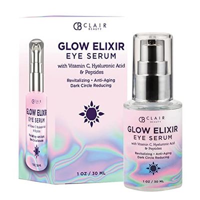 Clear Beauty Vitamin C &amp; Hyaluronic Acid Under Eye Serum - Dermatologist Tested, Reduces Eye Bags, Puffiness, Dark Circles &amp; Wrinkles, Clean Beauty, Cruelty-Free Korean Skin Care - All Skin Types