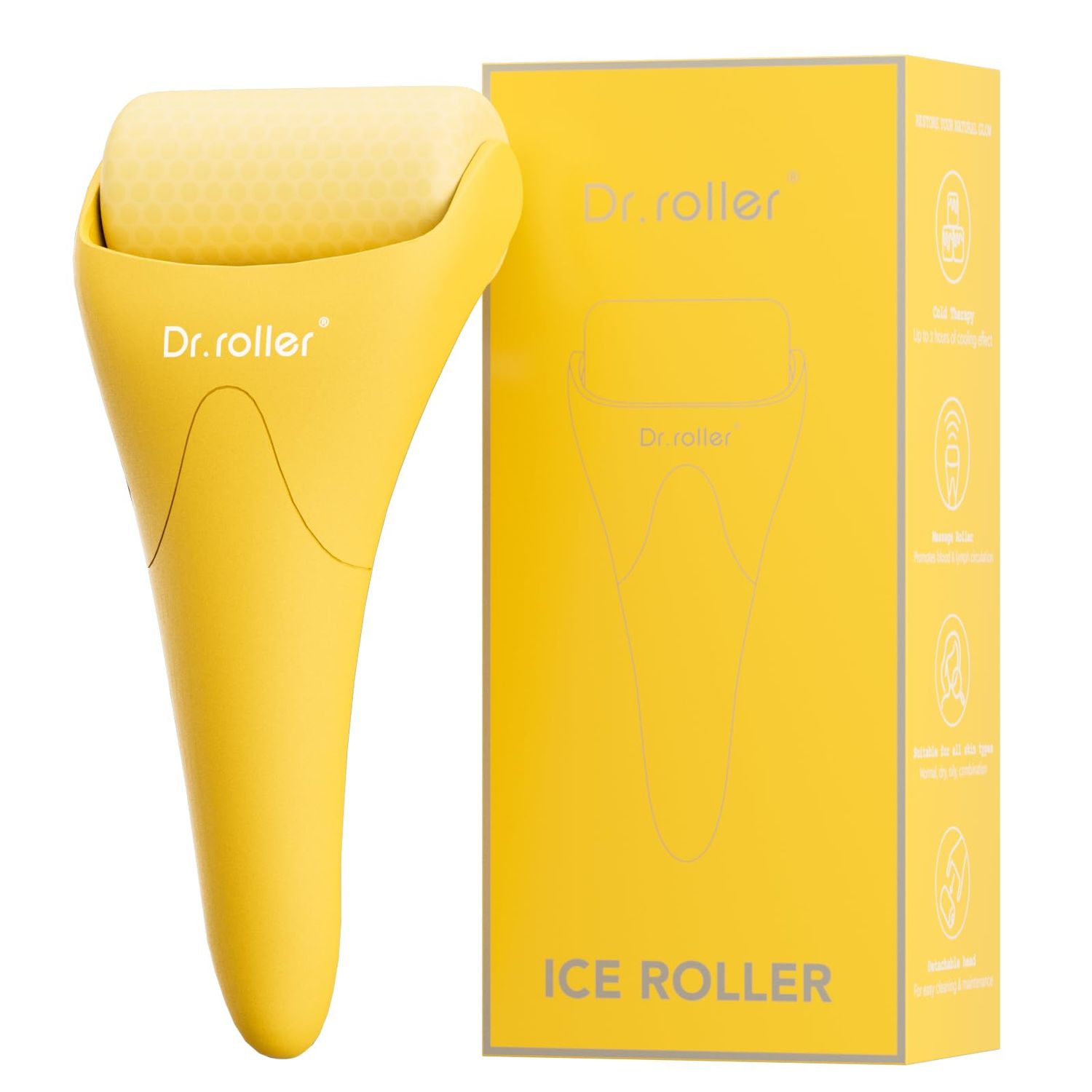 Dr.roller Ice Roller, Ice Roller for Face Freeze Massager, Ice Face Roller, Face Ice Roller Skin Care Tool for Reduce Pain Relief and Minor Injury, Relieve Puffiness (Silicone Yellow)